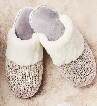 Ladiesu2019 Knit Sequin Slippers
