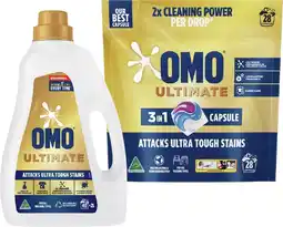 IGA OMO Ultimate Laundry Liquid 2 Litre, Powder 2kg or Capsule 28 Pack Selected Varieties offer