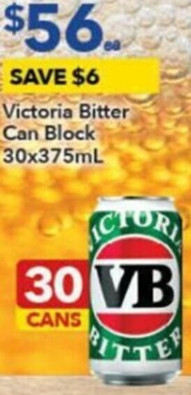 Ritchies Victoria Bitter Can Block 30x375ml offer