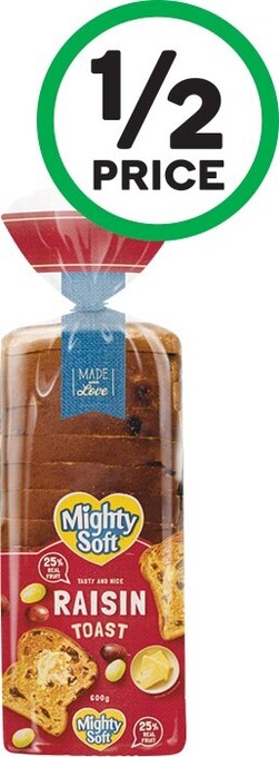 Woolworths Mighty Soft Raisin Toast 600g offer
