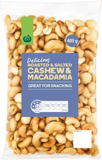 Woolworths Woolworths Roasted & Salted Cashew & Macadamia 400g Pack offer