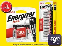 Energizer Max Batteries AA or AAA