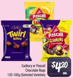 Cadbury or Pascall Chocolate Bags