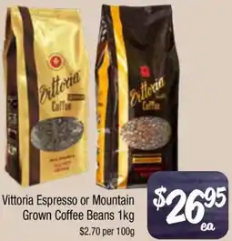 Vittoria Espresso or Mountain Grown Coffee Beans