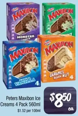 Farmer Jack's Peters Maxibon Ice Creams offer