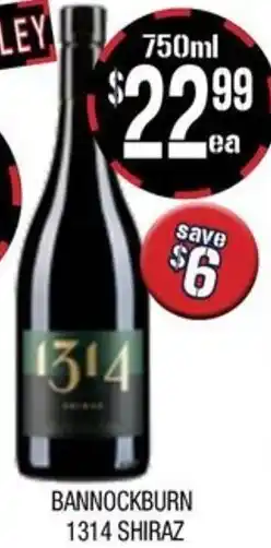 Farmer Jack's Bannockburn 1314 shiraz offer
