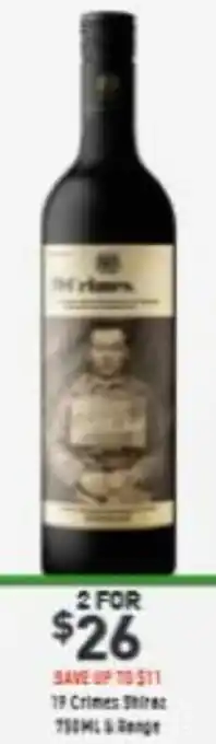 Liquor Legends 19 Crimes Red Blend-Australian Grenache Red Wine 750 ml offer