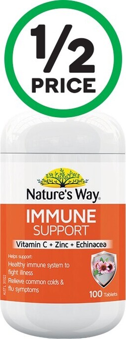 Woolworths Natureu2019s Way Daily Immunity with Vitamin C, Zinc & Echinacea Pk 100* offer
