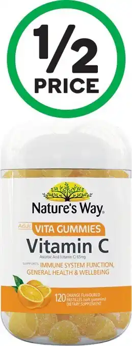 Woolworths Natureu2019s Way Vita Gummies for Adults Vitamin C Pk 120* offer