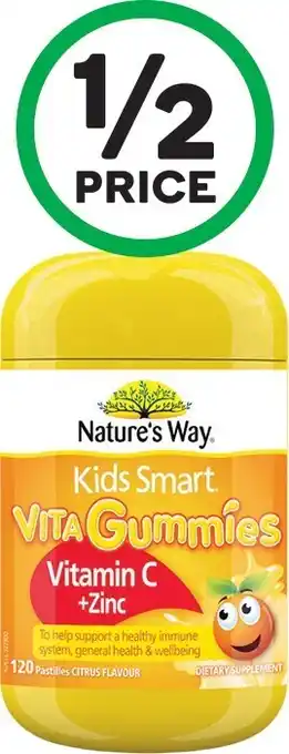 Woolworths Natureu2019s Way Kids Smart Vita Gummies Vitamin C + Zinc Pk 120* offer