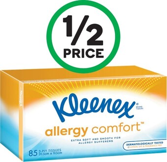 Woolworths Kleenex Allergy Comfort Pk 85 or Extra Care Pk 95 Facial Tissues offer