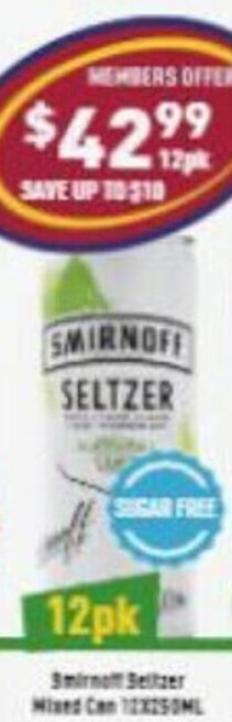 Liquor Legends Smirnoff Seltzer Mixed Can offer