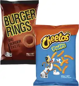 Coles Twisties, Burger Rings or Cheetos 65g-90g offer