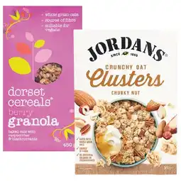 Woolworths Jordans Muesli, Clusters or Granola 500-750g, or Dorset Granola 450g offer