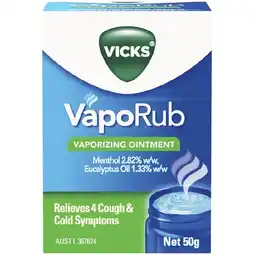 Woolworths Vicks Vaporub Decongestant Rub 50g offer
