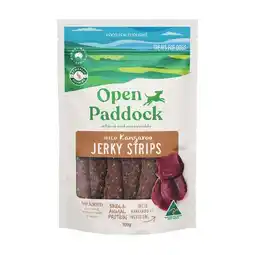 Woolworths Open Paddock Jerky Strips Dog Treats 100g offer