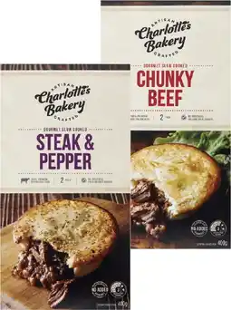 Coles Charlotte's Bakery Slow Cooked Beef Pies 2 Pack 400g offer