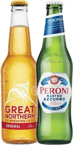 Woolworths Great Northern Original OR Peroni Nastro Azzurro Bottles 24x330ml offer