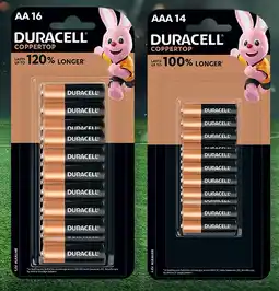 Coles Duracell Coppertop Batteries AA 16 Pack or AAA 14 Pack offer