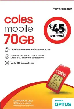 Coles Optus $45 Prepaid SIM Starter Kit offer