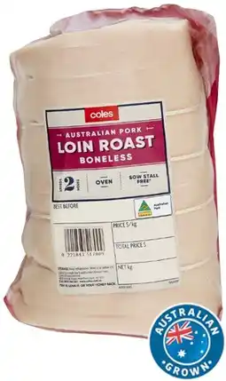 Coles Coles Australian Pork Loin Roast Boneless offer