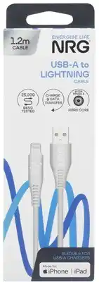 Coles NRG White Lightning Cable 1.2 Metres offer