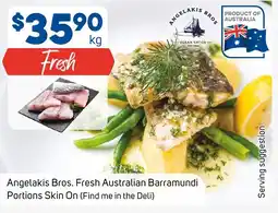 Foodland Angelakis bros. fresh australian barramundi portions skin on offer