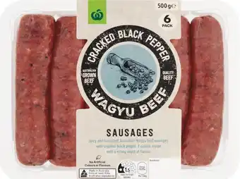 Woolworths Woolworths Wagyu Beef Cracked Black Pepper Sausages 500g offer