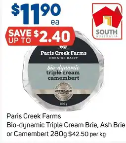 Foodland Bio-dynamic triple cream brie, ash brie or camembert offer