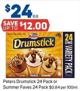 Foodland Peters drumstick 24 pack or summer faves 24 pack offer