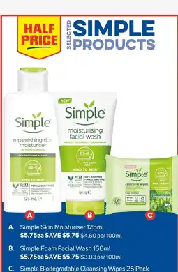 Foodland Simple foam facial wash offer