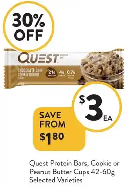 Foodworks Quest Protein Bars, Cookie or Peanut Butter Cups offer