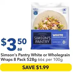 Ritchies Simson's Pantry White or Wholegrain Wraps offer
