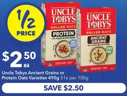 Ritchies Uncle Tobys Ancient Grains or Protein Oats Varieties offer