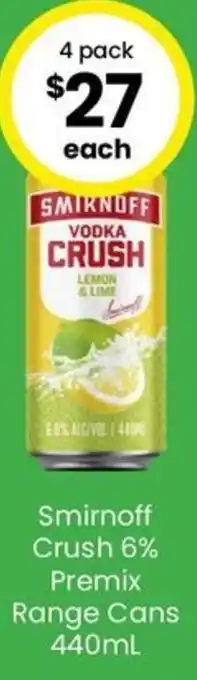 The Bottle O Smirnoff Crush 6% Premix Range Cans offer