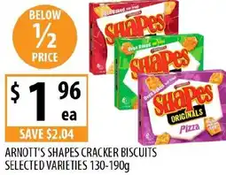 Supabarn Arnott's shapes cracker biscuits offer