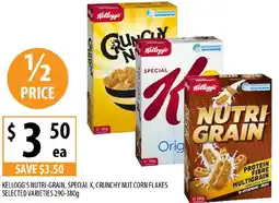 Supabarn Kellogg's nutri-grain, special k, crunchy nut corn flakes offer