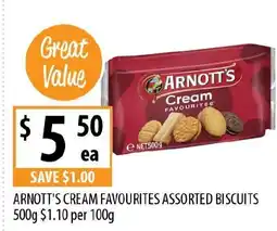 Supabarn Arnott's cream favourites assorted biscuits offer