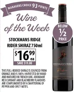 Supabarn Stockmans ridge rider shiraz offer
