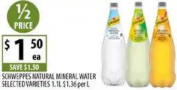 Supabarn Schweppes natural mineral water offer