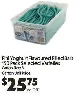 Campbells Wholesale Fini Yoghurt Flavoured Filled Bars offer