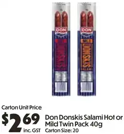 Campbells Wholesale Don Donskis Salami Hot or Mild Twin Pack offer