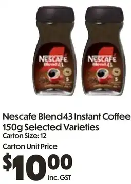 Campbells Wholesale Nescafe Blend43 Instant Coffee offer