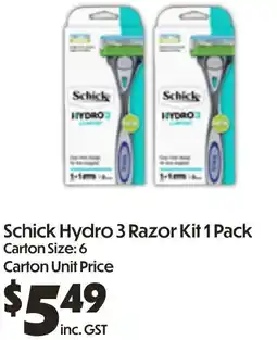 Campbells Wholesale Schick Hydro 3 Razor Kit offer