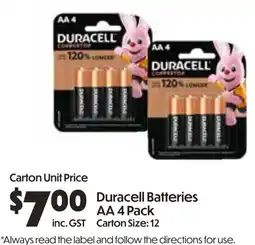 Campbells Wholesale Duracell Batteries AA offer