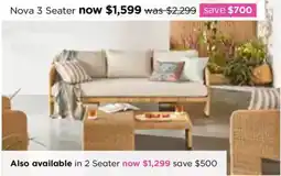 Early Settler Nova 3 Seater offer