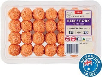Coles Coles Beef & Pork Meatballs 560g offer