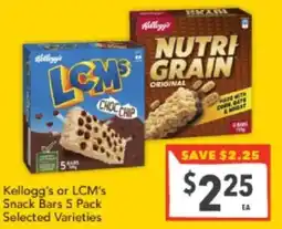 Supa Valu Kellogg's or LCM's Snack Bars offer