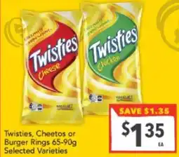 Supa Valu Twisties, Cheetos or Burger Rings offer