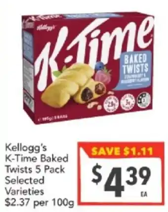 Supa Valu Kellogg's K-Time Baked Twists offer